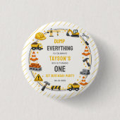 Construction 1ST Birthday | Builder Truck Party 缶バッジ (正面)