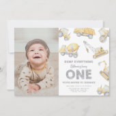 Construction 1st Birthday Party 招待状 (正面)