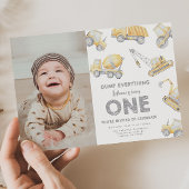 Construction 1st Birthday Party 招待状