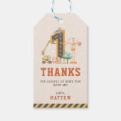 Construction 1st Birthday Party Thank You ギフトタグ (正面)