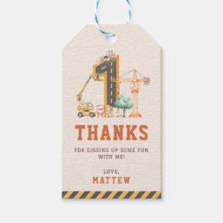 Construction 1st Birthday Party Thank You ギフトタグ
