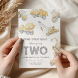 Construction 2nd Birthday Party 招待状