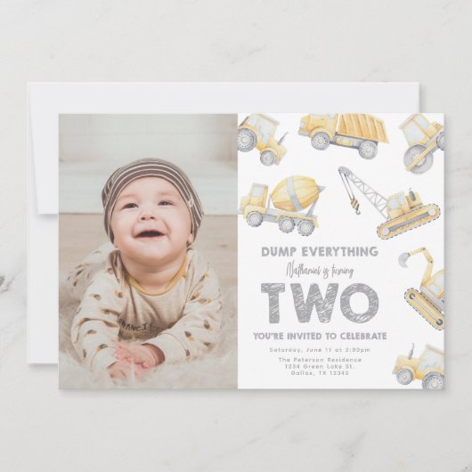 Construction 2nd TWO Birthday Party 招待状 (正面)