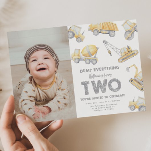 Construction 2nd TWO Birthday Party 招待状