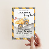 Construction 3rd birthay Dump Truck party 招待状