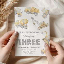 Construction 3rd Birthday Party 招待状