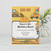 Construction 4th Birthday Invitation | Boy Truck  招待状 (スタンド正面)