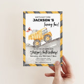 Construction 4th Birthday Invitation, Dump Truck 招待状