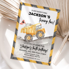 Construction 4th Birthday Invitation, Dump Truck 招待状