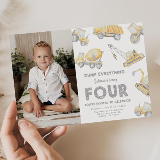 Construction 4th FOUR Birthday Party 招待状