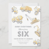 Construction 6th SIX Birthday Party 招待状 (正面)