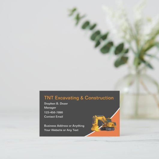 Construction And Excavating Business Cards 名刺 (スタンド正面)