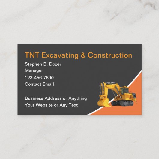 Construction And Excavating Business Cards 名刺 (正面)