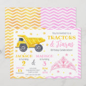 Construction and Princess Joint Birthday 招待状 (正面/裏面)