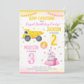 Construction and Princess  Siblings Joint Birthday 招待状 (スタンド正面)