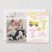 Construction and Princess Siblings Joint Birthday  招待状 (正面)