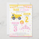 Construction and Princess  SIblings Joint Birthday 招待状 (正面)