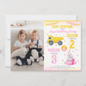 Construction and Princess  Siblings Joint Birthday 招待状 (正面)