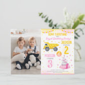 Construction and Princess  Siblings Joint Birthday 招待状 (スタンド正面)