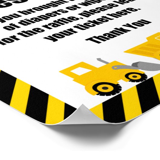 Construction Baby Shower ポスター (角)