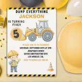 Construction Birthday 5 | Dump Truck & Excavator 招待状