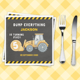 Construction Birthday 5 Party  | Excavator & Truck スタンダードランチョンナプキン