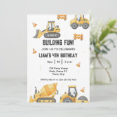 Construction Birthday – Boy's 1st Party Invitation 招待状 (スタンド正面)