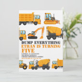 Construction Birthday Dump Truck & Bulldozer Party 招待状 (スタンド正面)