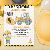 Construction Birthday | Dump Truck & Excavator 招待状