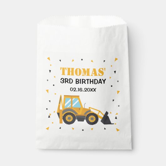 Construction birthday excavator truck Favor Bag フェイバーバッグ (正面)