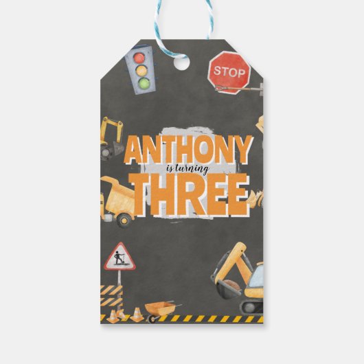 Construction Birthday Invitation ギフトタグ (裏面)