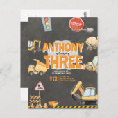 Construction Birthday Invitation ポストカード (正面/裏面)