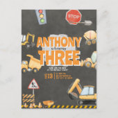 Construction Birthday Invitation ポストカード (正面)