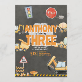 Construction Birthday Invitation 招待状