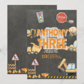 Construction Birthday Invitation 招待状 (正面/裏面)