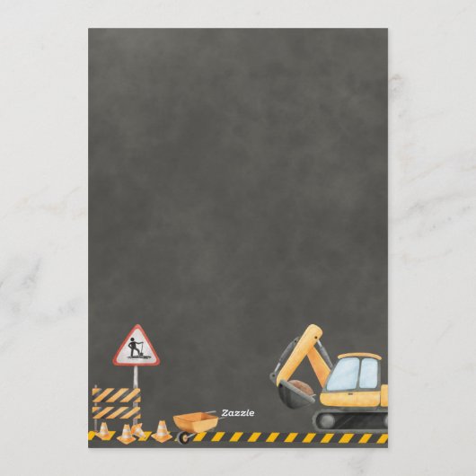 Construction Birthday Invitation 招待状 (裏面)