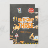 Construction Birthday Invitation 招待状 (正面/裏面)