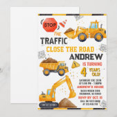 Construction Birthday Invitation 招待状 (正面/裏面)