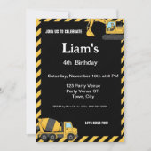 Construction Birthday Invitation |Boy Truck Party  招待状 (正面)
