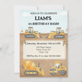 Construction Birthday Invitation |Boy Truck Party  招待状 (正面)