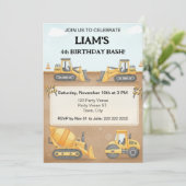 Construction Birthday Invitation |Boy Truck Party  招待状 (スタンド正面)