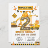 Construction Birthday Invitation, Dump Truck 招待状 (正面/裏面)
