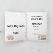 Construction Birthday Invitation | Editable Truck  カード (内部)