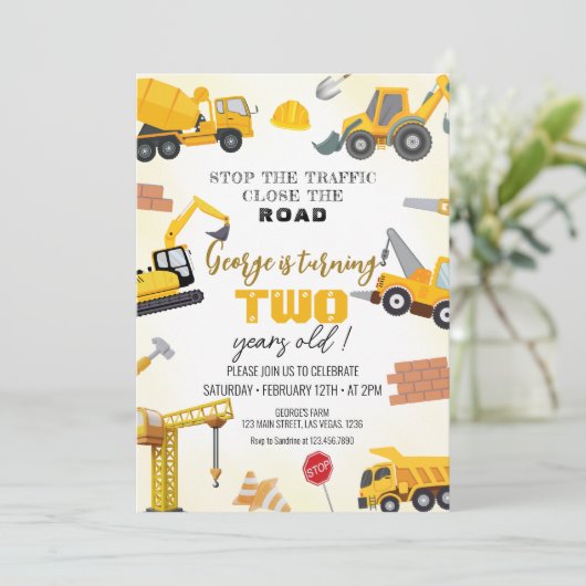 Construction Birthday Invitations 招待状 (スタンド正面)