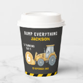 Construction Birthday Paper Cups Turning Six 紙コップ (正面)