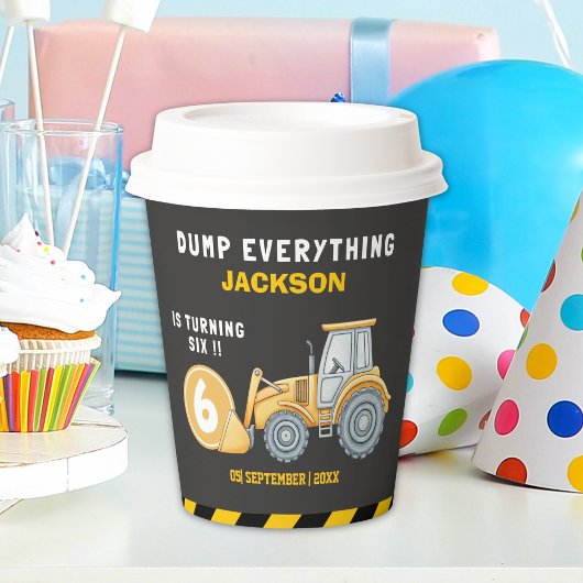 Construction Birthday Paper Cups Turning Six 紙コップ