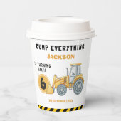 Construction Birthday Paper Cups Turning Six White 紙コップ (裏面)
