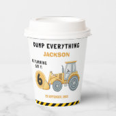 Construction Birthday Paper Cups Turning Six White 紙コップ (正面)