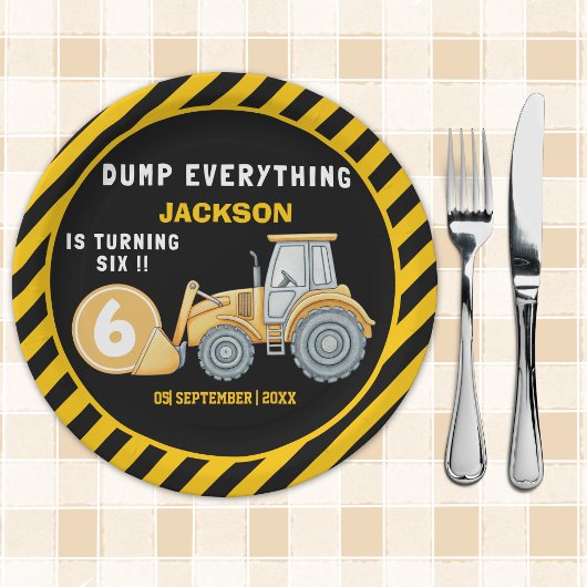 Construction Birthday Paper Plates Turning 6 ペーパープレート