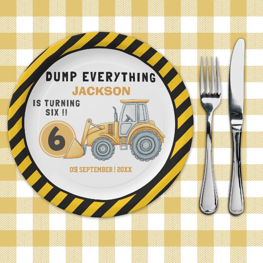 Construction Birthday Paper Plates Turning 6 ペーパープレート